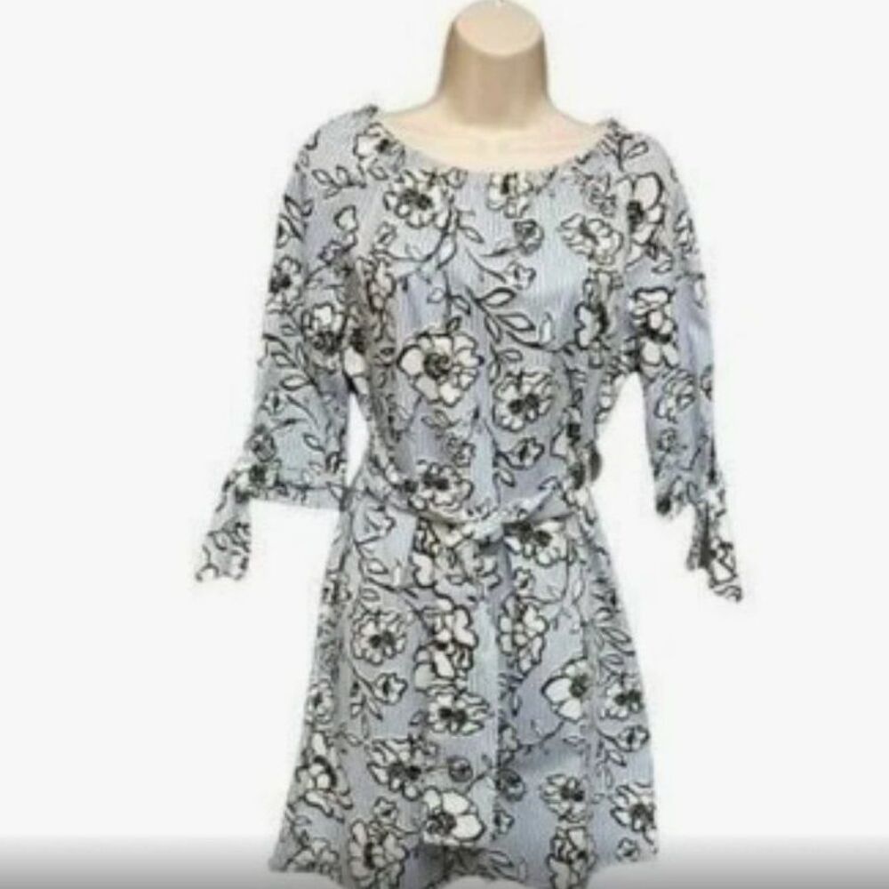 Como Vintage Women's Blue/White Floral Off Shoulder Dress size XL Coastal